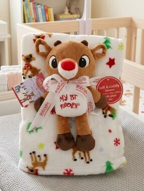 My 1st Rudolph Plush Blanket Set With Plush Reindeer